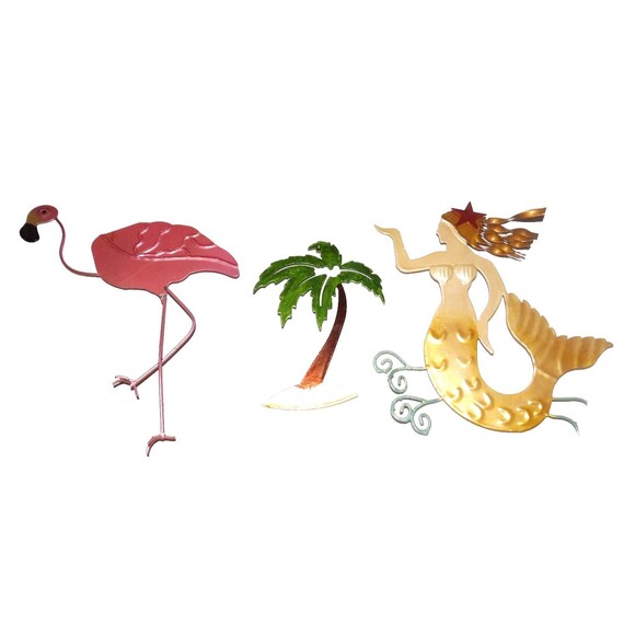 Unbranded Other - Mermaid Flamingo Palm Tree Metal Refrigertor Magnets. Whimsical Fun Ornament